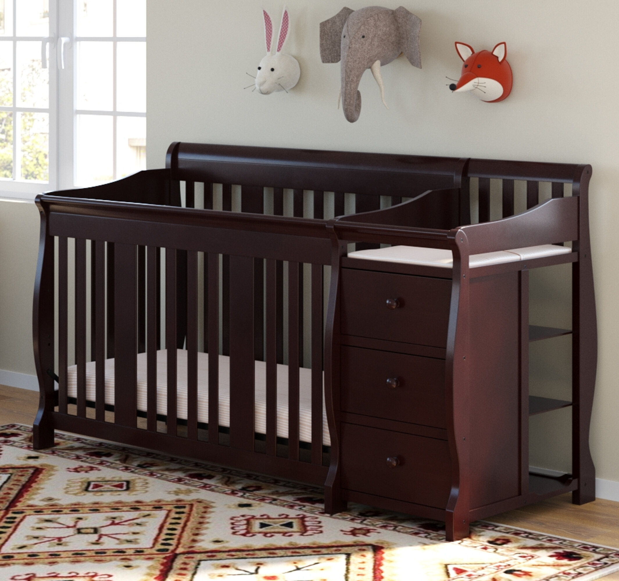 palisades convertible standard crib and changer combo 3 piece nursery furniture set