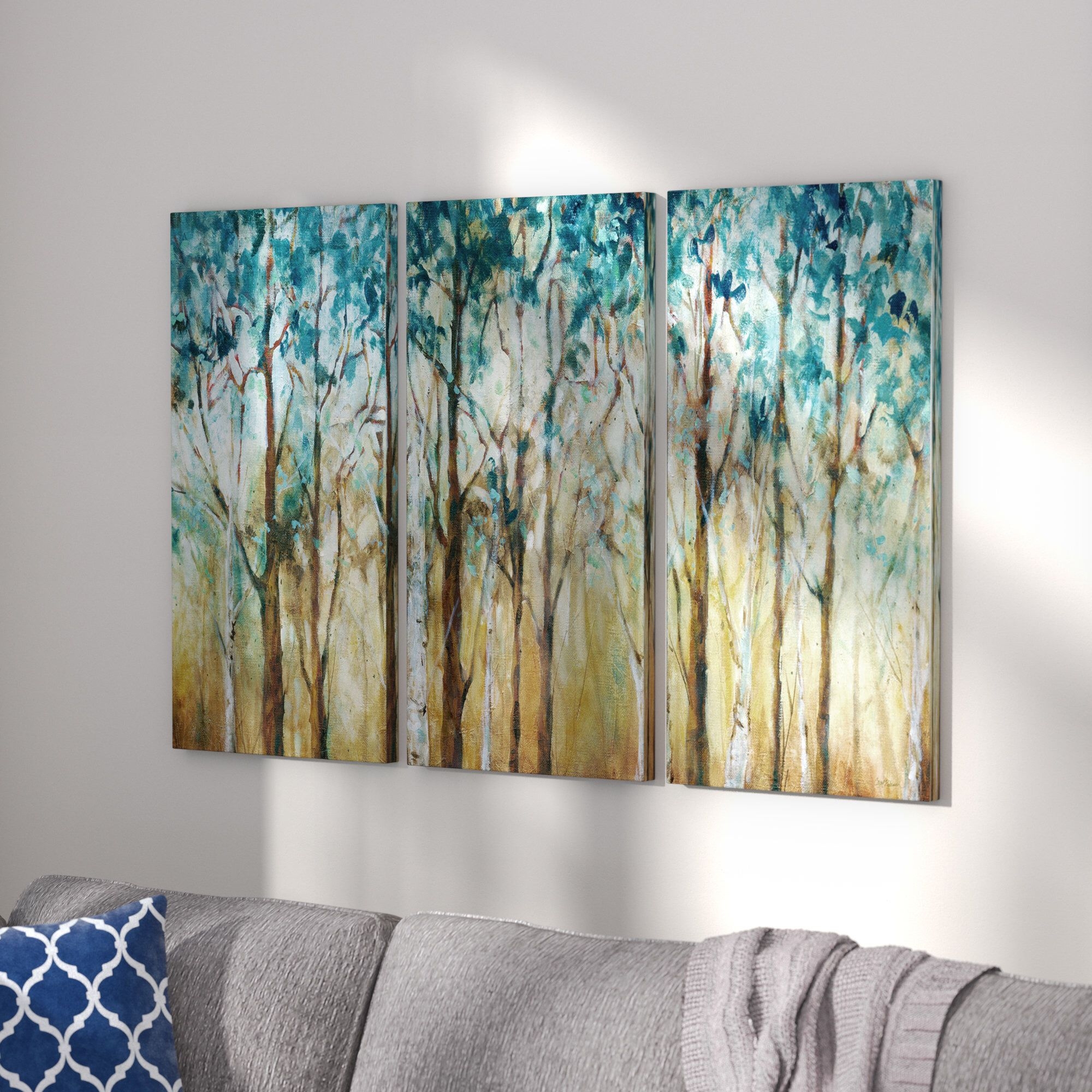 'Sunlit Birch Grove' Multi-Piece Image on Canvas