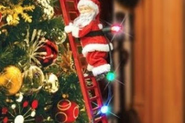 Santa Claus Climbing Ladder