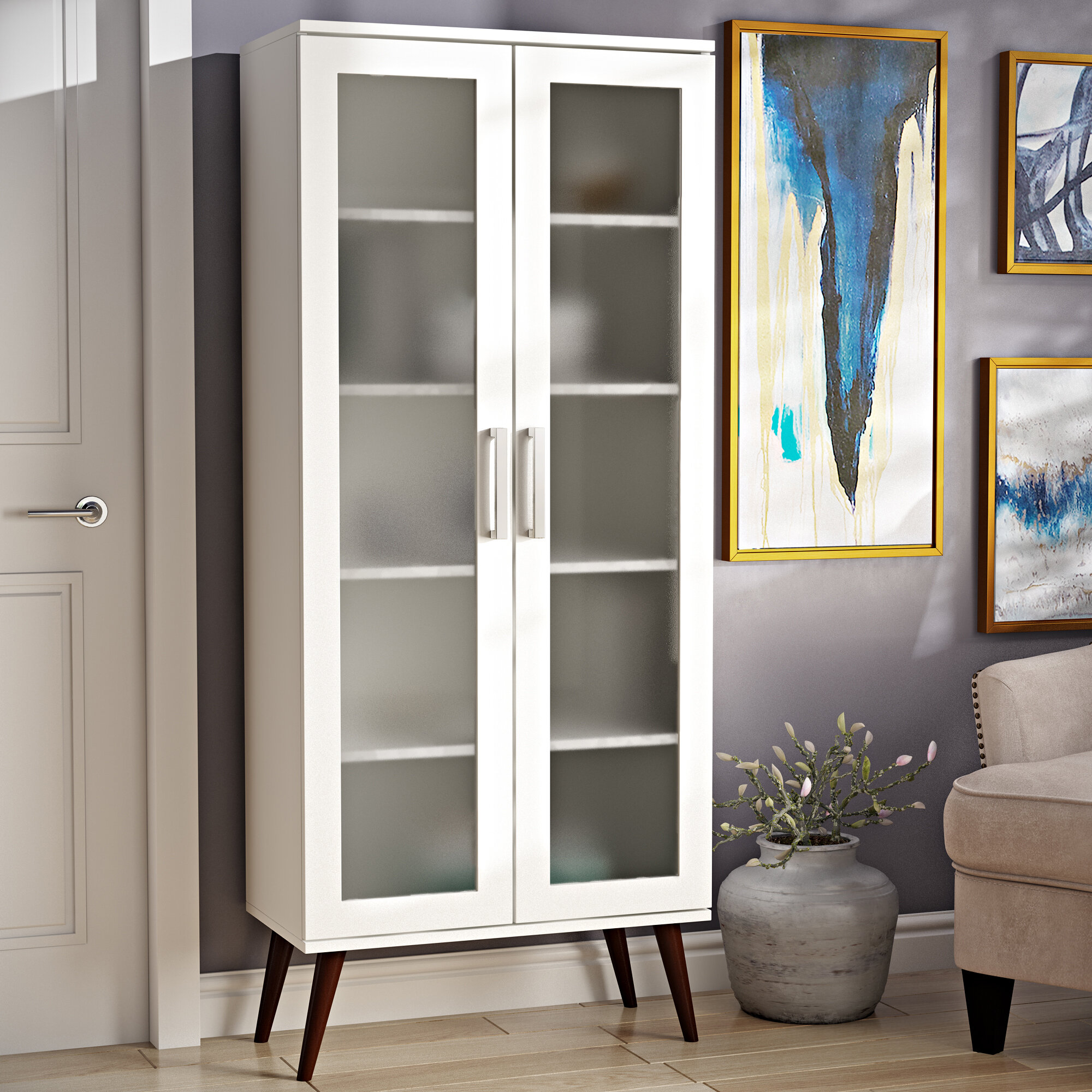 Bookcase With Glass Doors Visualhunt, Narrow White Bookcase With Glass Doors