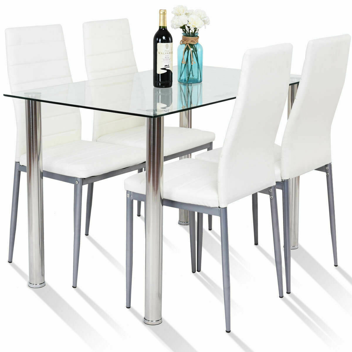 White Dining Table Set Visualhunt, Dining Room Set With White Chairs