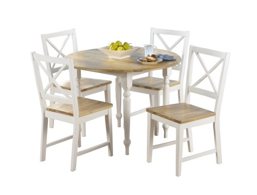 TMS 5 Piece Virginia Dining Set, White/Natural