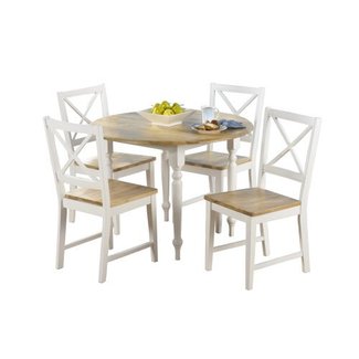 TMS 5 Piece Virginia Dining Set, White/Natural
