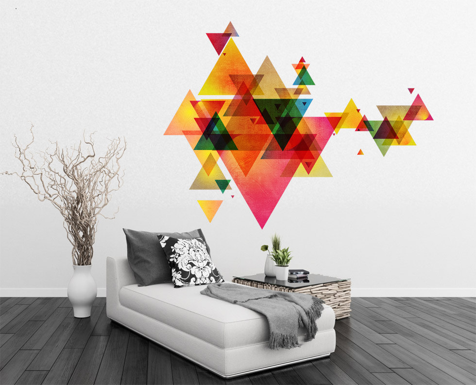 Triangle Decal Geometric Vinyl Decal Wall Art Mid Century