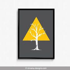 Triangle Tree Yellow Grey|Modern Abstract Wall Art ...