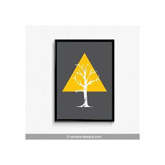 Triangle Tree Yellow Grey|Modern Abstract Wall Art ...