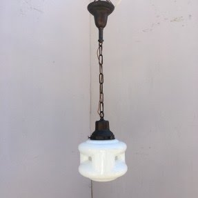 Unusual Perforated Milk Glass Pendant Light