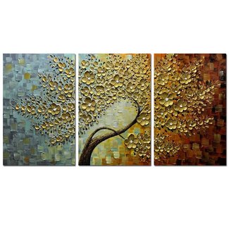V-Inspire Paintings, 24x36Inchx3 Paintings Oil Hand Painting 3D Hand-Painted On Canvas Abstract Artwork Art Wood Inside Framed Hanging Wall Decoration Abstract Painting