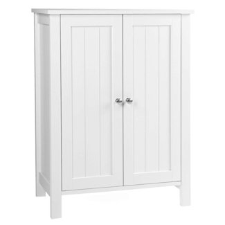 VASAGLE UBCB60W Bathroom Floor Storage Cabinet with Double Door Adjustable Shelf, 23.6”L x 11.8”W x 31.5”H White