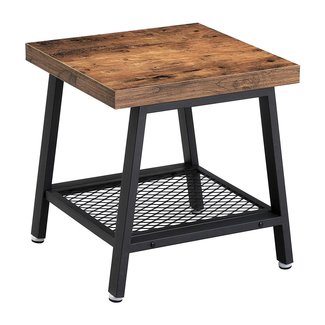 VASAGLE Vintage End Table, 2-Tier Nightstand Small Coffee Table with Storage Shelf, Metal Frame with Adjustable Feet ULET42X