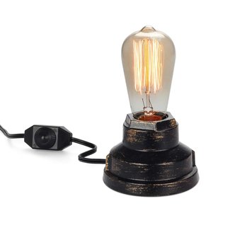 Vintage Table Lamp Industrial Wrought Iron Desk Lamp with Dimmer Switch Steampunk Antique Accent Lamp with E26 Edison Base Retro Lamp Holder Table Light Fixture Loft Decoration for Living Room Bedside