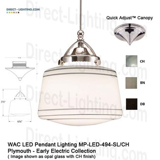 WAC Lighting QP-LED494-SL/BN Plymouth Quick Connect LEDme Pendant, Silver Shade with Brushed Nickel Socket Set