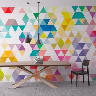 Wall Art Geometric Mid Century Triangles ...