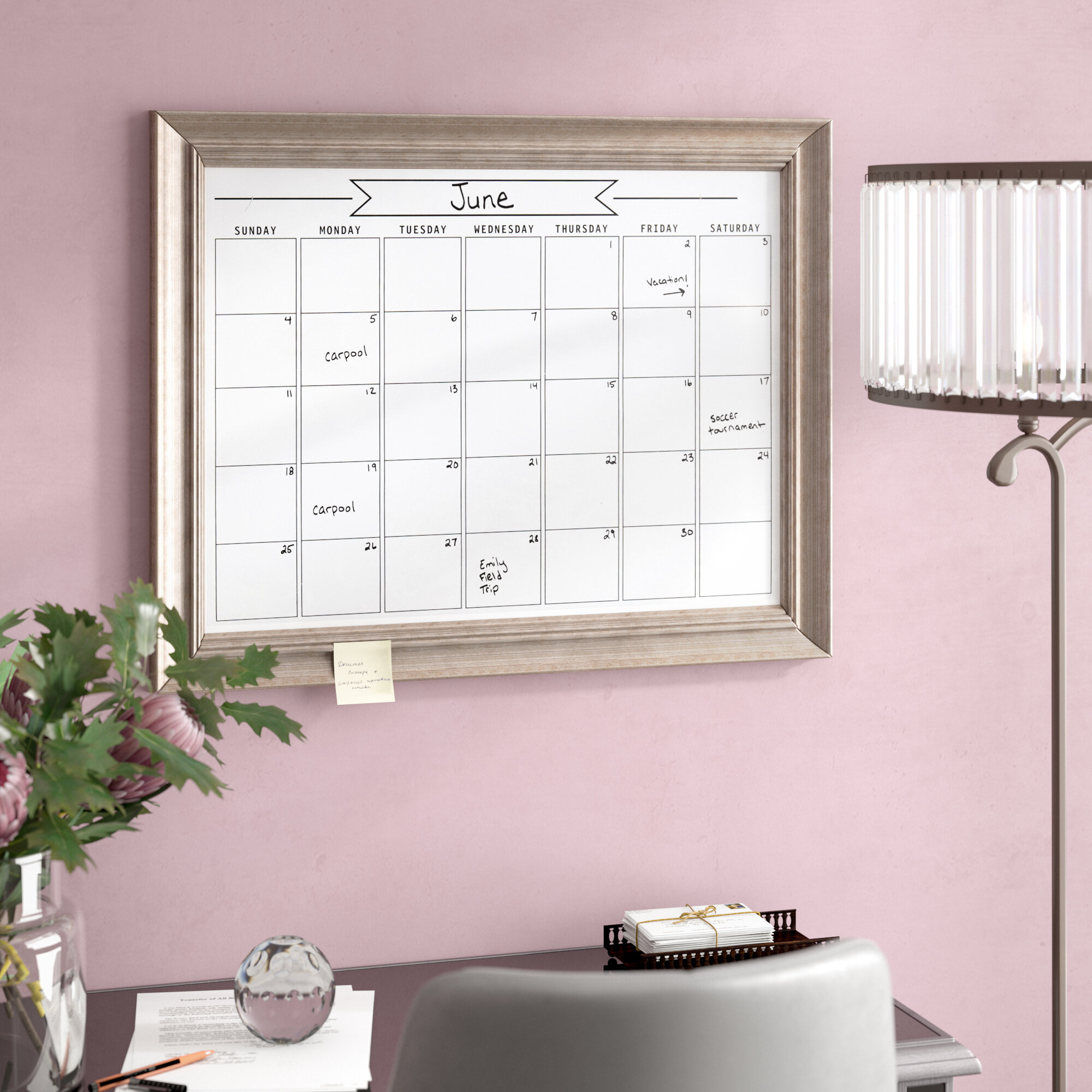 Dry Erase Wall Calendar Framed - Maggy Rosette