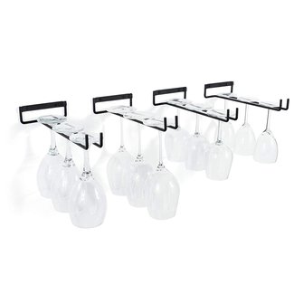 Wallniture Chiraz Stemware Wine Glass Rack Wall Mountable Wrought Iron Black 11 Inch Set of 4