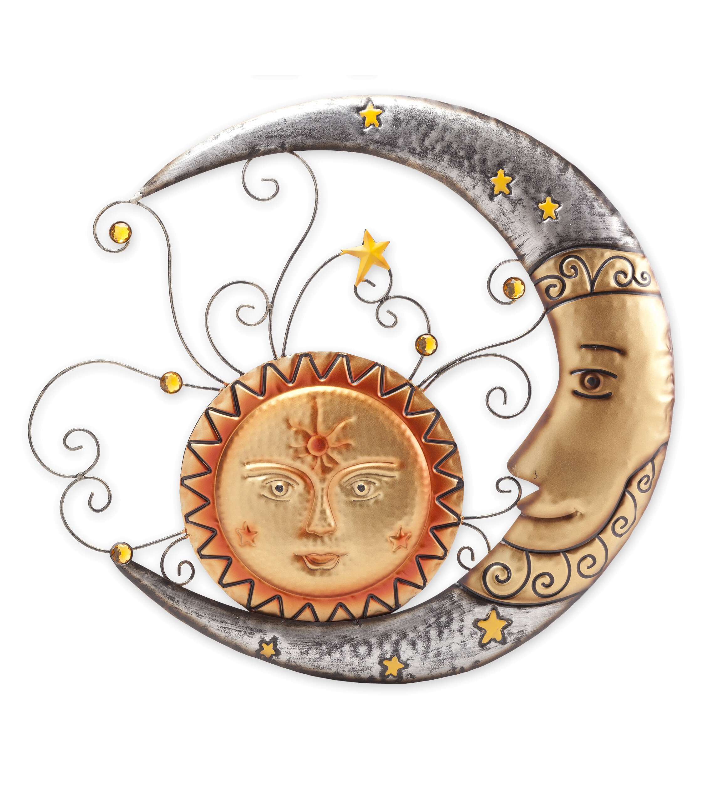 Th Sun And Moon Wall Art Decor The Kissing Vintage Hanging Metal Statue