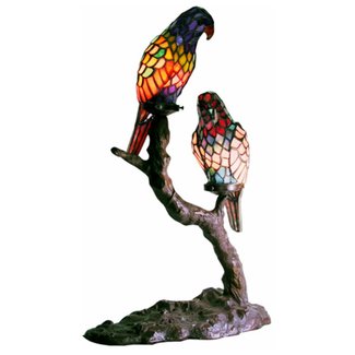 Warehouse of Tiffany's 1600x2-BB449 Tiffany-style Exotic Birds Accent Lamp