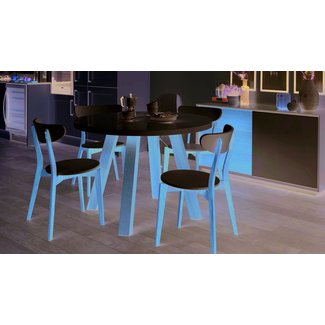 White Gloss and Oak 4 Seater Dining Set | Round