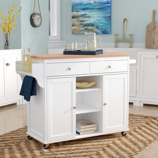 Wilson Modern Kitchen Island with Wood Top
