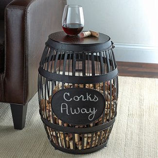 Wine Enthusiast Barrel Cork Catcher Accent Table - Holds 400 Corks