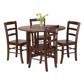 Winsome 3-Piece Alamo Round Drop Leaf Table with 2 Ladder Back Chairs
