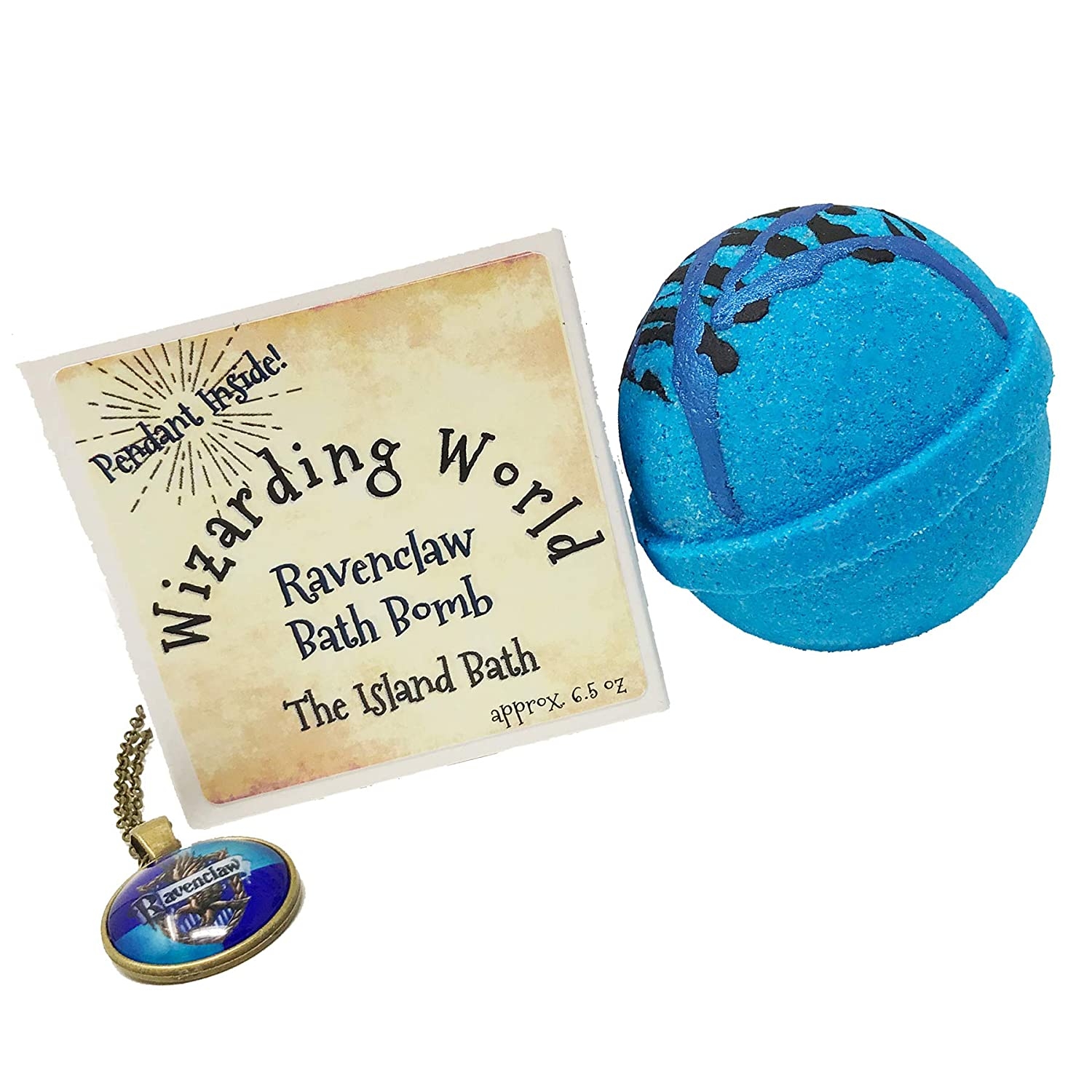 Wizard World Blue House Bath Bomb Gift Box with Matching Pendant - Made in USA