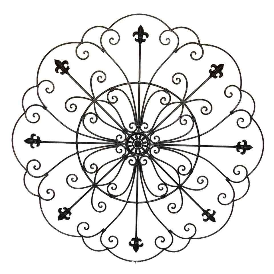 Wrought Iron&amp;nbsp;Fleur-De-Lis&amp;nbsp;Wall Grille Plaque