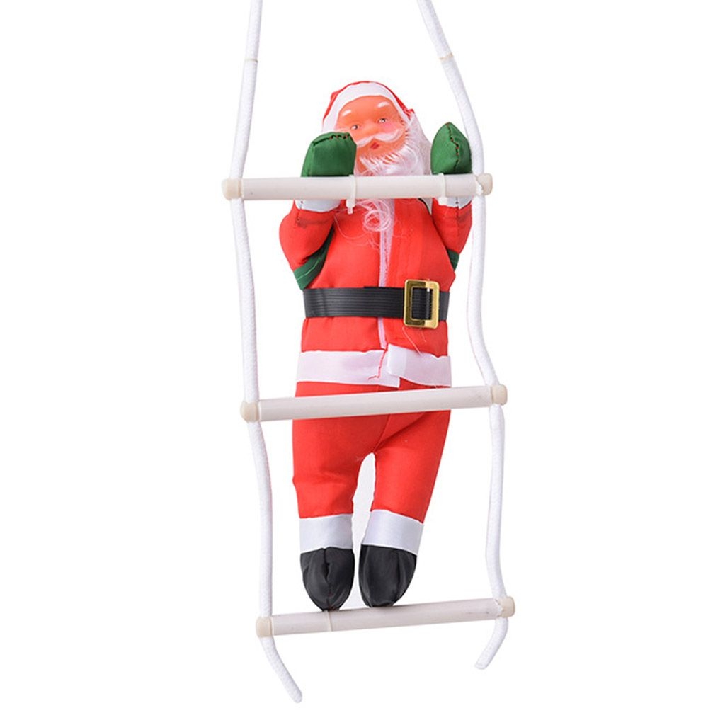 YQich 10'' Christmas Santa Claus Climbing On Rope Ladder Xmas Trees Hanging Ornament