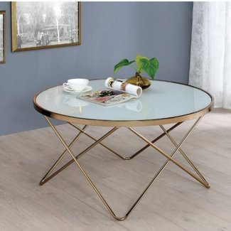 Zapata Contemporary Round Glass and Metal Coffee Table