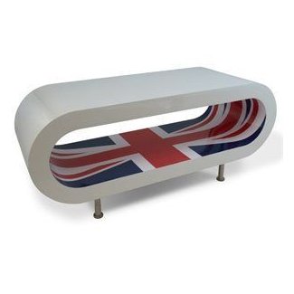 Zespoke Design Retro High Gloss White with Union Jack Inner Hoop Coffee Table/Tv Stand