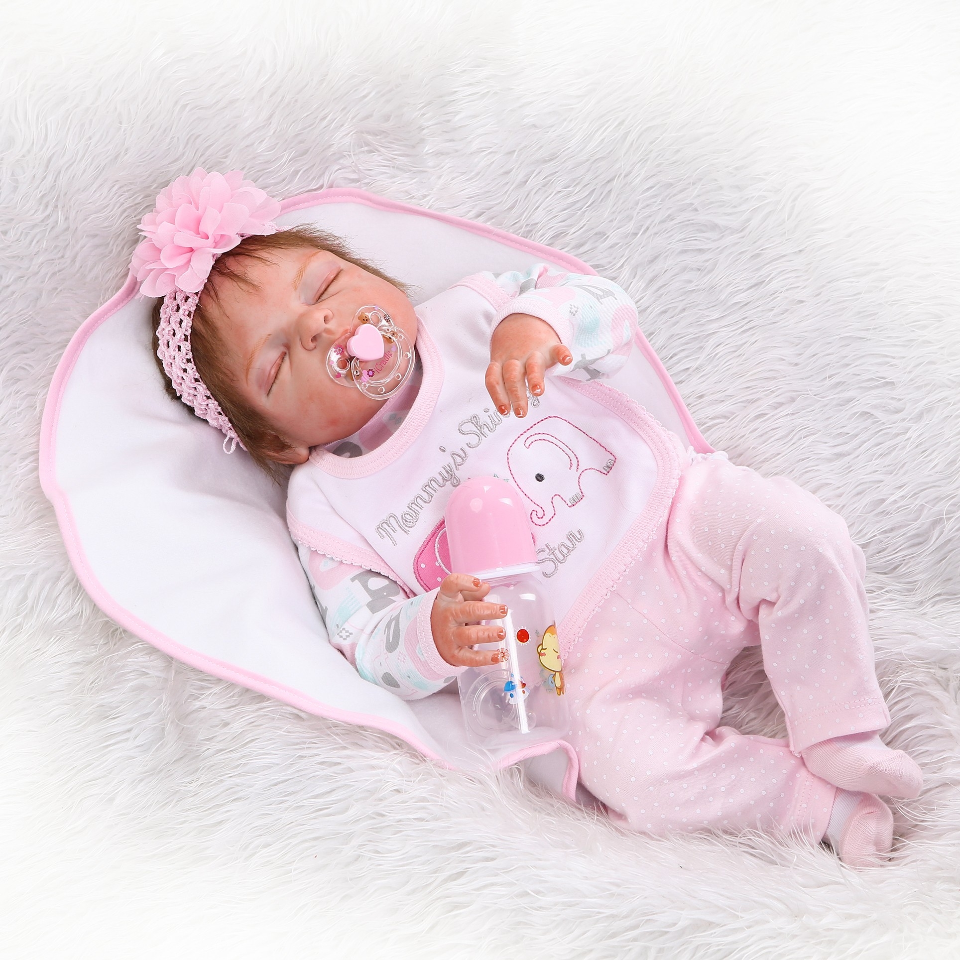 23'' Lifelike Reborn Baby Dolls Vinyl Newborn Toddler Girl Doll