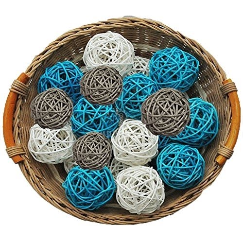 15PCS Mixed Baby Blue Grey White Natural Wood Rattan Ball Christening Elephant Boy Baby Shower Decoration Nursery Mobiles
