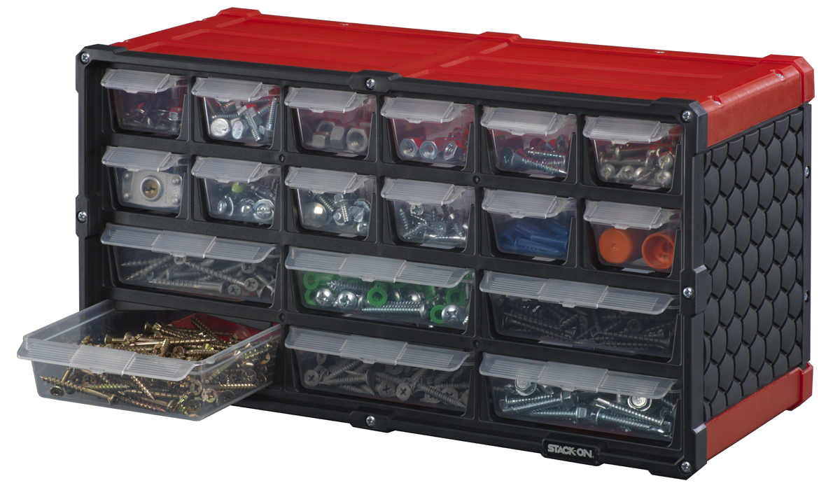 18 Drawer Storage Cabinet with Stay-Closed Drawers