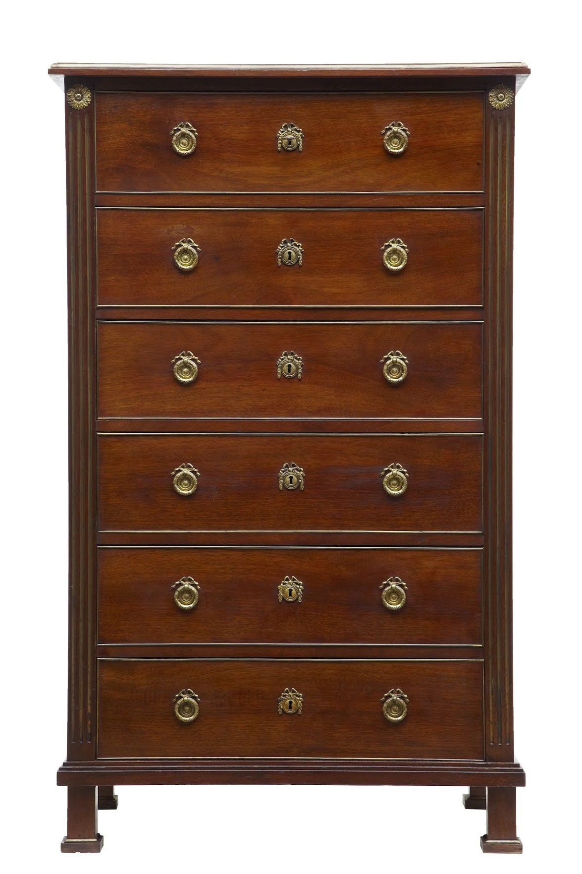 19TH CENTURY DIRECTOIRE INFLUENCED MAHOGANY TALL CHEST OF ...