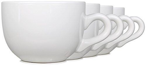 22oz Ceramic Jumbo Bowl Mugs with Thick Walls Set of 4 by Serami Handle and Wide Mouth 