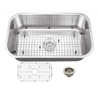 23" L x 18" W Undermount Kitchen Sink with Sink Grid and Drain Assembly