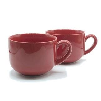 24 ounce Extra Large Latte Coffee Mug Cup or Soup Bowl with Handle - Red (Set of 2)