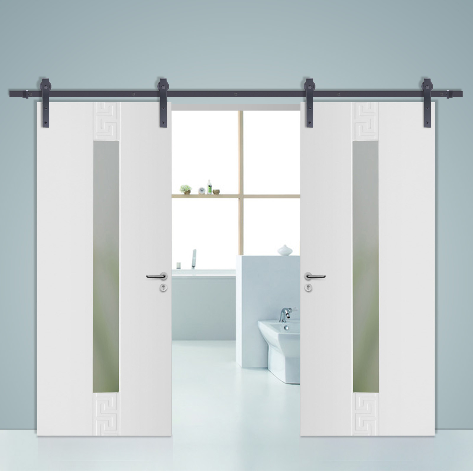 3.6M Double Sliding Barn Door Hardware Heavy Duty Track