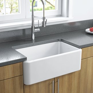 30" L x 18" W Fireclay Farmhouse Reversible Kitchen Sink