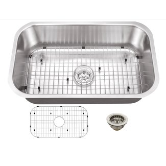 30" L x 18" W Undermount Kitchen Sink with Grid Set and Drain Assembly