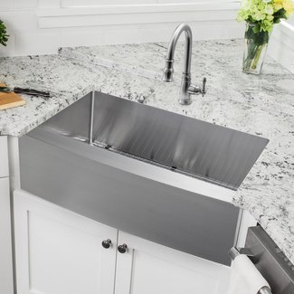 36" L x 20.75" W Apron Front Single Bowl Stainless Steel Kitchen Sink with Faucet