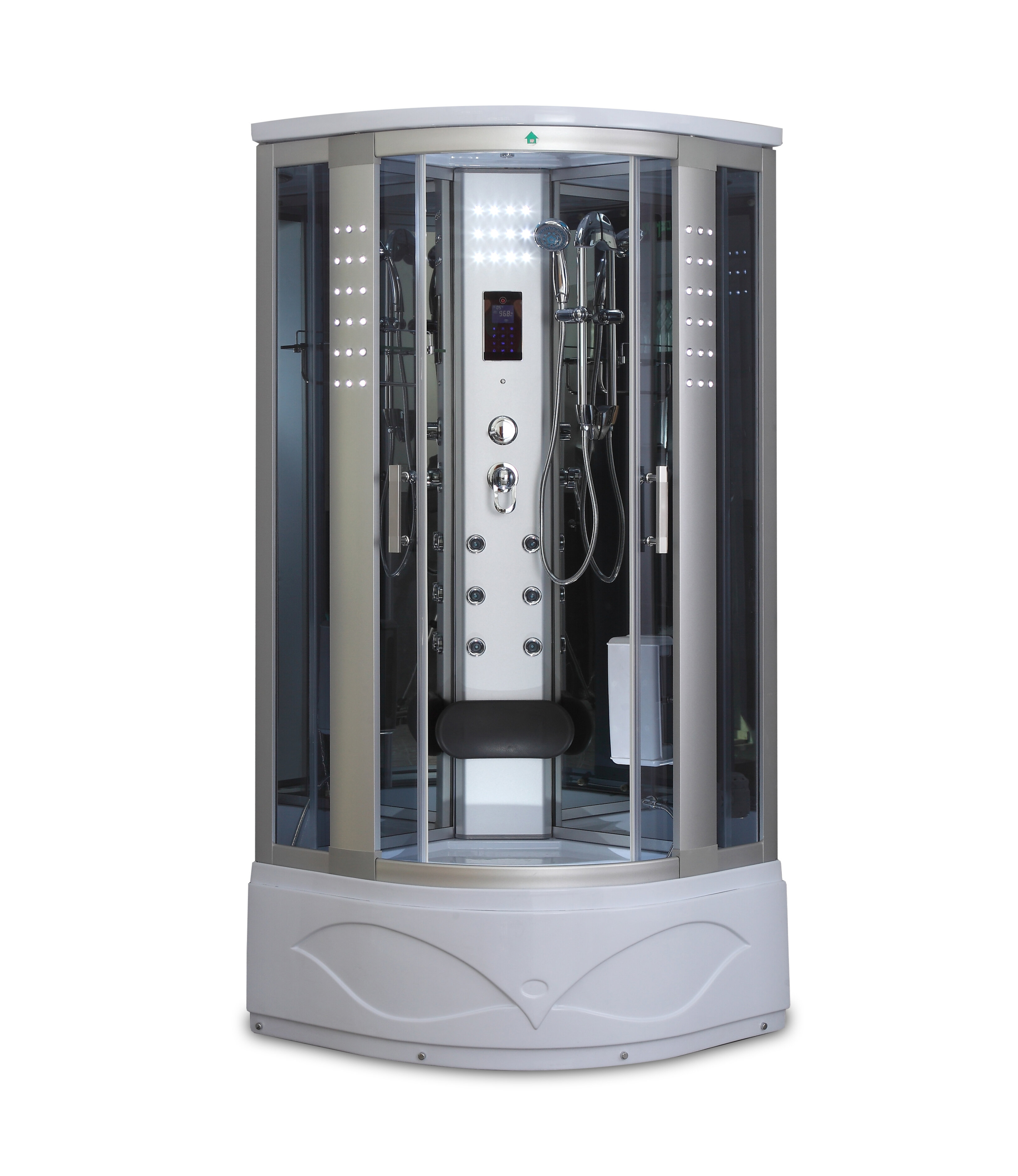 36" x 86" Round Sliding Steam Shower with Base Included