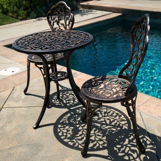 3PC Bistro Set in Antique Outdoor Patio Furniture Leaf ...