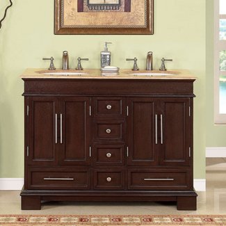 48 Inch Double Sink Bathroom Vanity in Dark Walnut UVSR022448