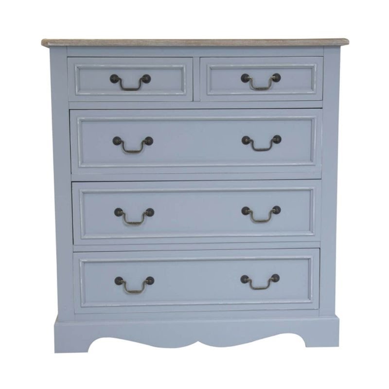 5 Drawer Loxley Vintage Solid Wood Chest Of Drawers -