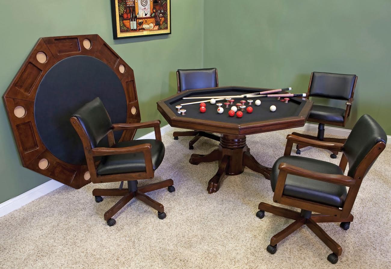 54" 3 in 1 Dining, Poker and Bumper Pool Table