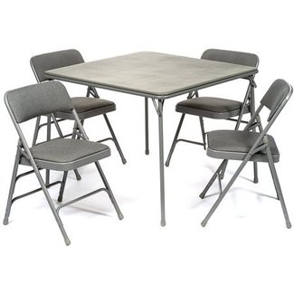 5pc XL Series Folding Card Table and Fabric Padded Chair