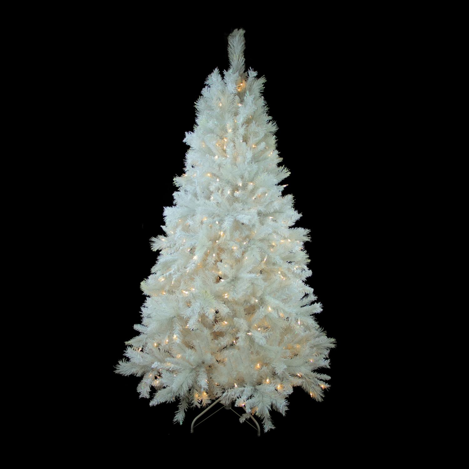 6.5' White Pine Artificial Christmas Tree with 400 Colored and White Lights