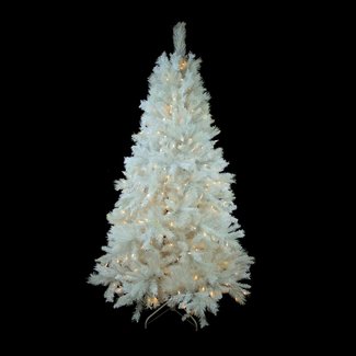 6.5' White Pine Artificial Christmas Tree with 400 Colored and White Lights