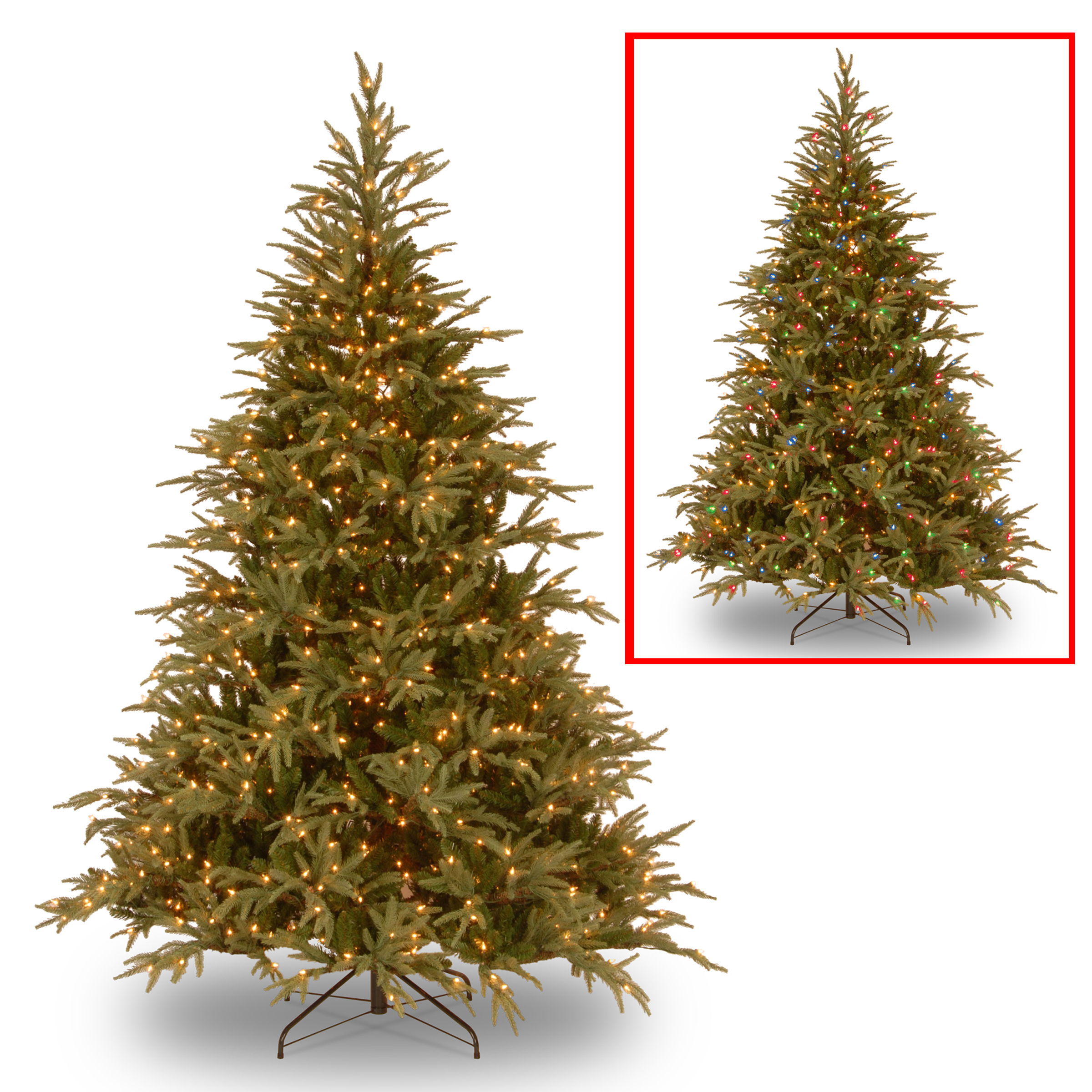 9' Green Fir Artificial Christmas Tree with 1500 Multi-Colored Lights